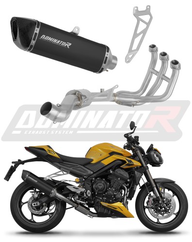 kompletny układ wydechowy z tłumikiem DOMINATOR Full System HP6 CZARNY pasujący do motocykla Triumph Street Triple 765 RS 2024 - 2025 5